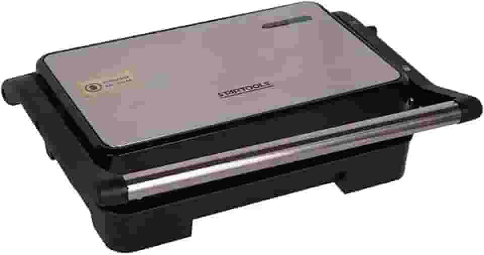 Sanduicheira Grill Elétrico Torradeira Placas Antiaderentes Removíveis Grelha Carnes Inox 220V