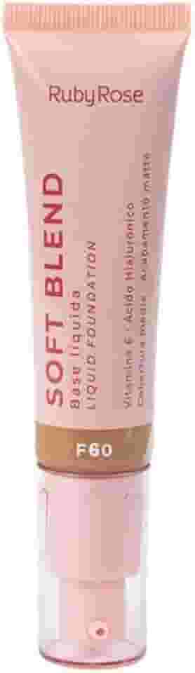 Base Líquida Soft Blend Ruby Rose Matte Média Cobertura Efeito Aveludado (F60, 30g)