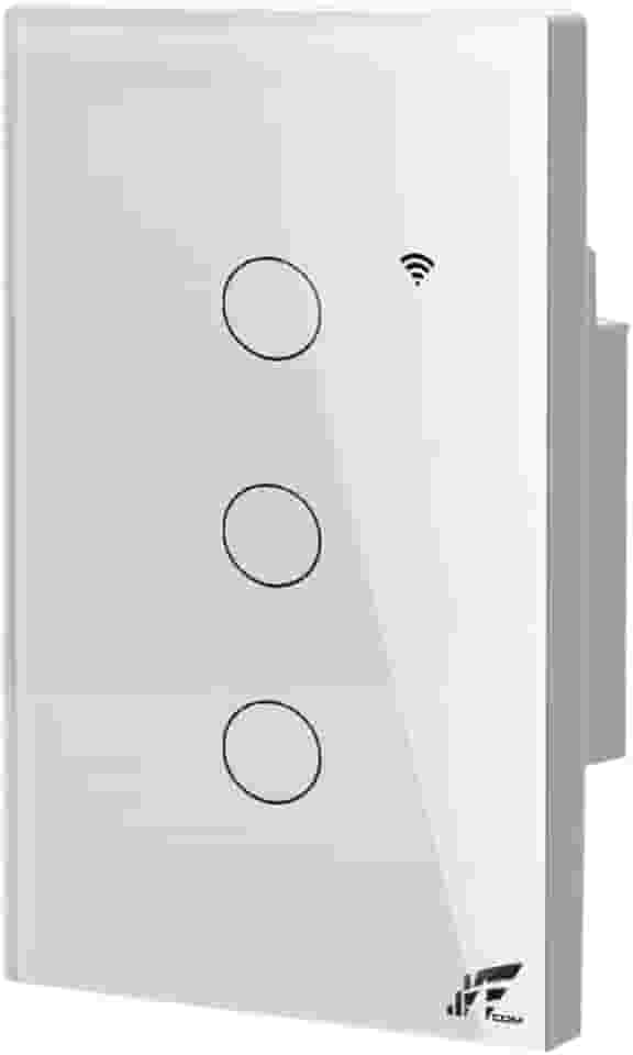 Interruptor 3 Teclas Touch Inteligente Paralelo Wi-Fi + RF433, Acabamento Em Vidro Temperado