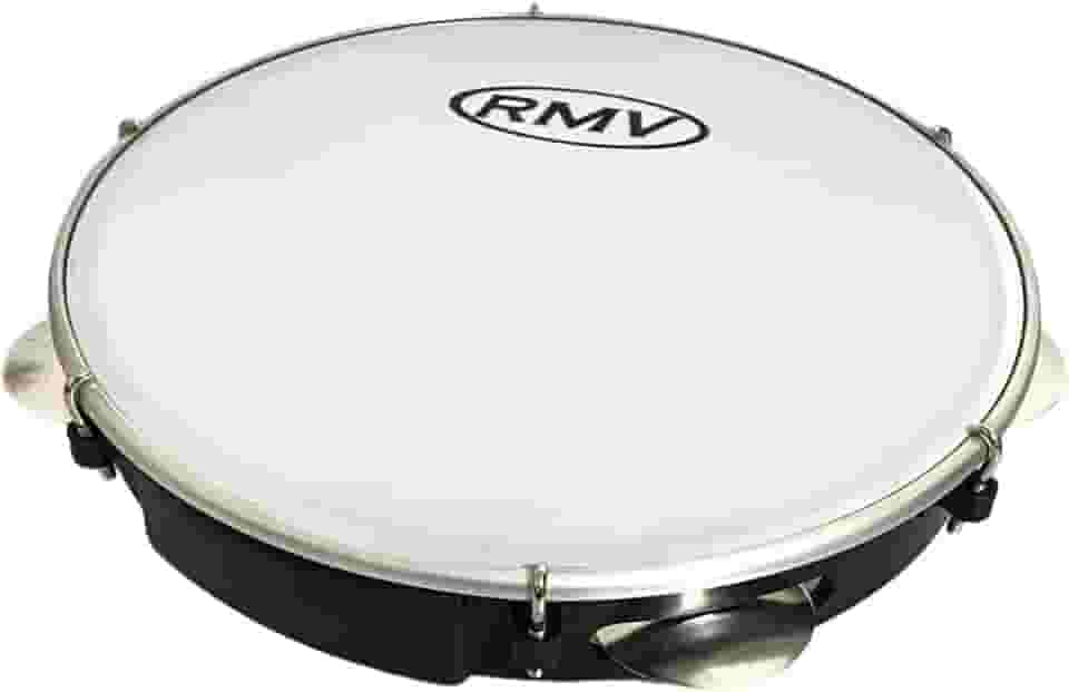 Pandeiro Profissional Rmv 10 Polegadas Preto Pele Leitosa