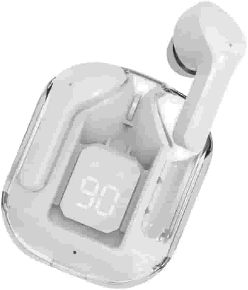 Fone de Ouvido Intra Auricular Bluetooth com Case de Carregamento Transparente, LED Digital, AIR30 ULTRAPODS MAX (BRANCO)
