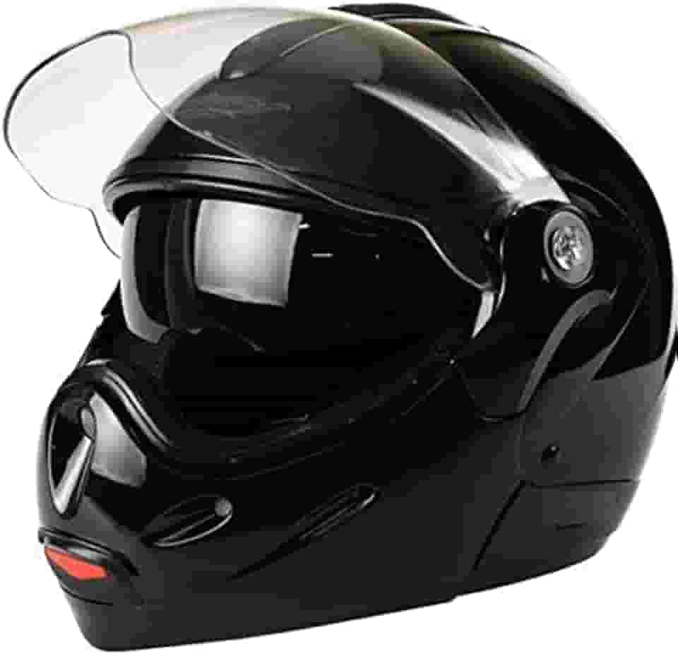 Capacete de Moto Mixs MX Captiva Com Viseira Interna Solar Óculos de Sol Articulado Escamoteável Robocop Preto Brilhant
