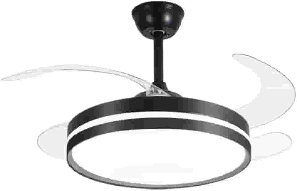 Ventilador Retrátil Led 3 Cores De Luz Silencioso Moderno Preto