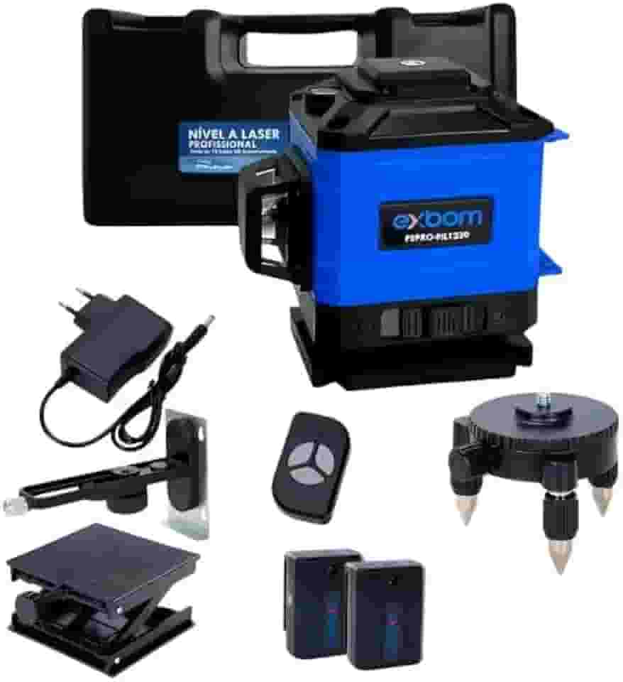 Nível Laser Exbom 12 Linhas Verde Com Maleta Recarregável