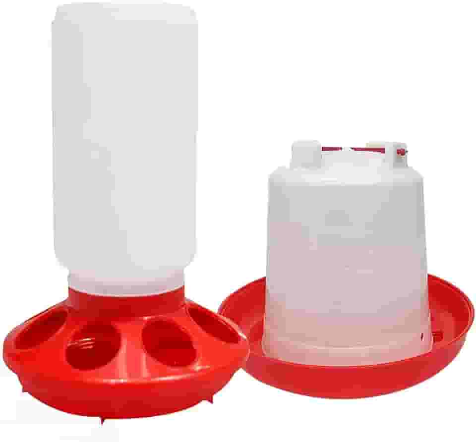 Lucky Farm Kit comedouro e bebedouro para pintinhos Bebedouro e comedouro de 1l para frangos de corte e aves codornas pombos