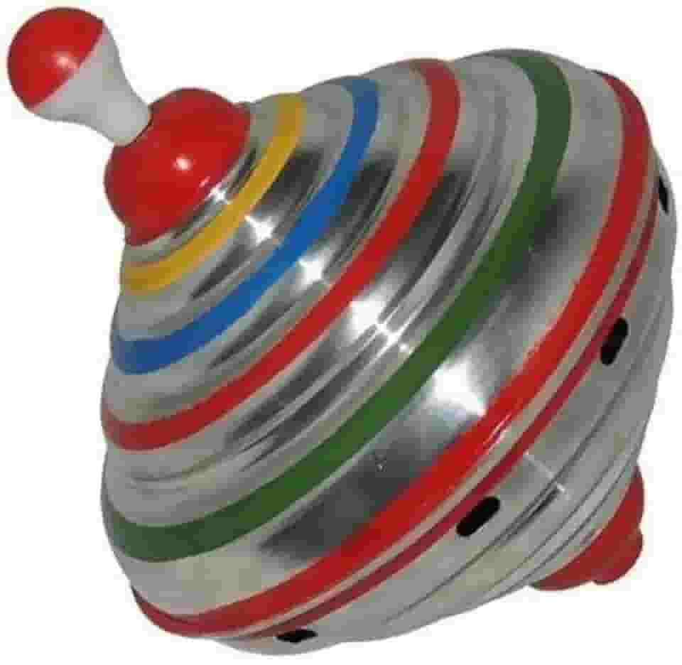 Brinquedo clássico antigo Pião Sonoro de Alumínio