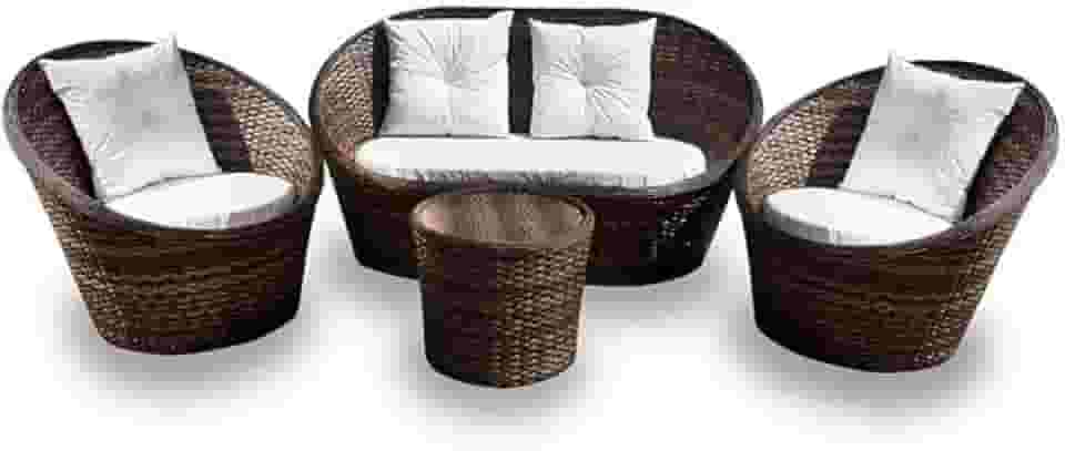 Conjunto de Sofás Fibra Sintética Orbital- 1 Sofá 2 L + 2 Poltronas + 1 Mesa Centro - Tecido Duna Cru