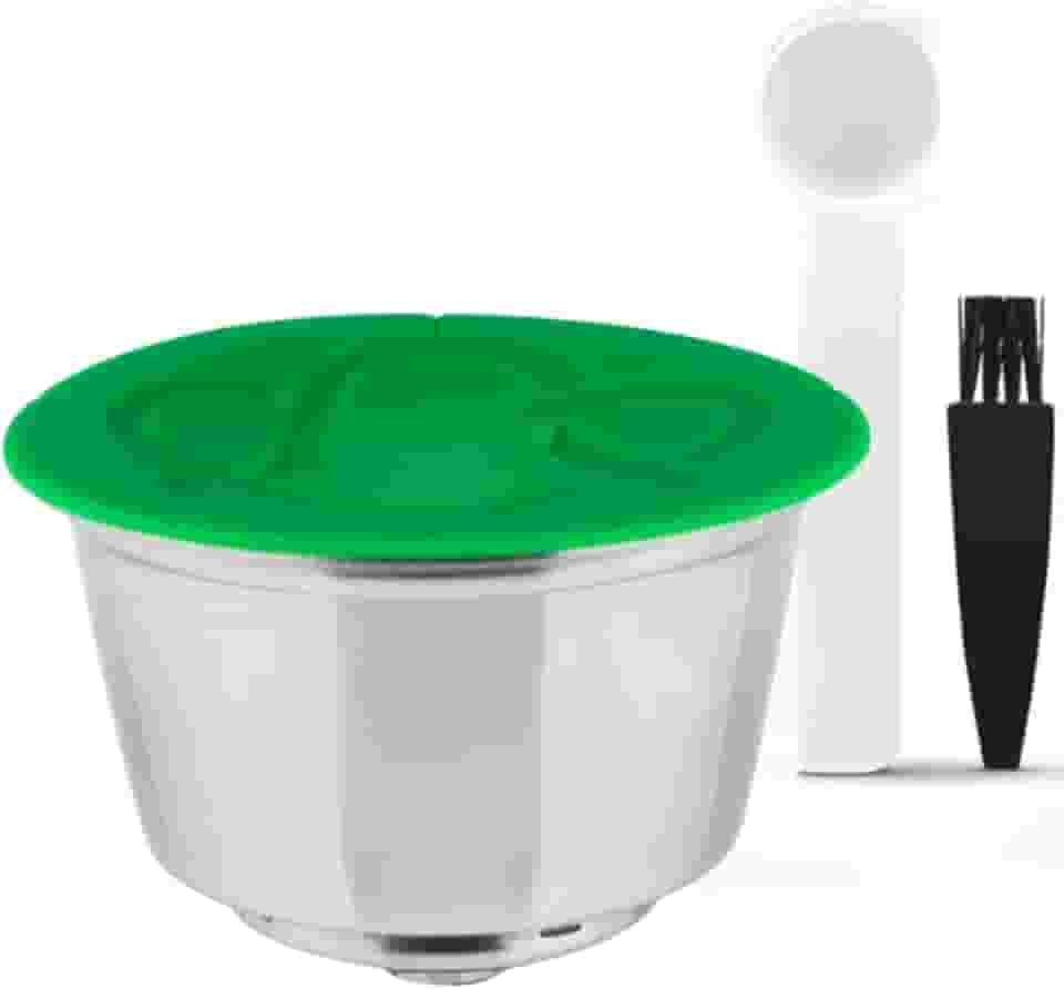 Cápsula de café crema recarregável de aço inoxidável tampa silicone, reutilizáveis, Cápsula de café filtro reutilizável compatível cafeteiras Dolce G Máquinas - Genio Plus - Touch - Lumio - Mini Me