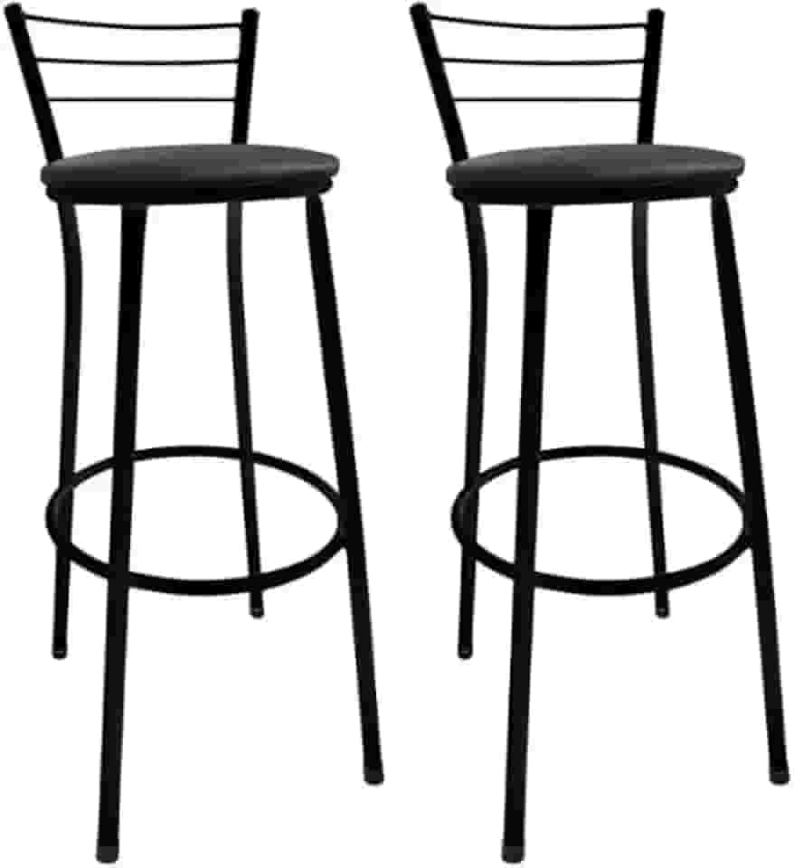 Kit 2 Banqueta Alta Bistrô Bancos Bancada Cozinha Americana Bar Balcão(Preto)
