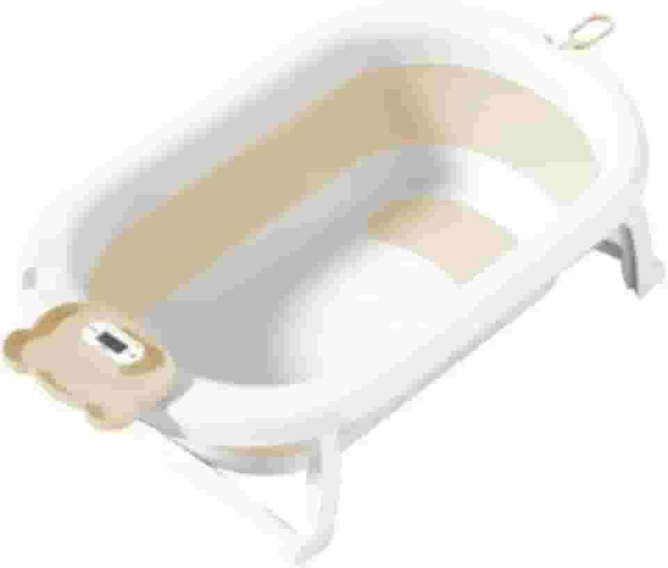 Kids Need - Banheira Infantil Grande 50 Litros Dobrável Retrátil Com Termómetro, Porta Sabonete e Porta Chuveirinho - Individual Ou Kit Com Almofada Assento Travesseiro Flutuande De Banho Para Bebê Com Alça Ajustável. (Banheira Amarelo Claro)