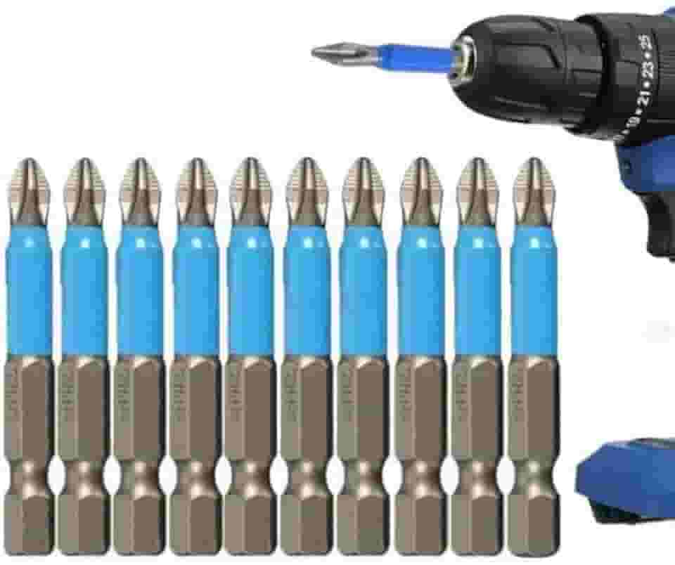 Jogo com 10 Bits Philips Imanetados – Ideais para Furadeira e Parafusadeira, Antiderrapantes e de Alta Precisão, Fixação Segura com Ponta Magnética, Reparos e Uso Profissional.