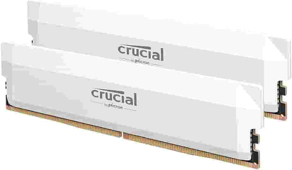 Crucial Kit Pro DDR5 RAM 32GB (2x16GB) 6400MHz CL38, Overclocking Desktop Gaming Memory, Intel XMP 3.0 e AMD Expo - Branco CP2K16G64C38U5W