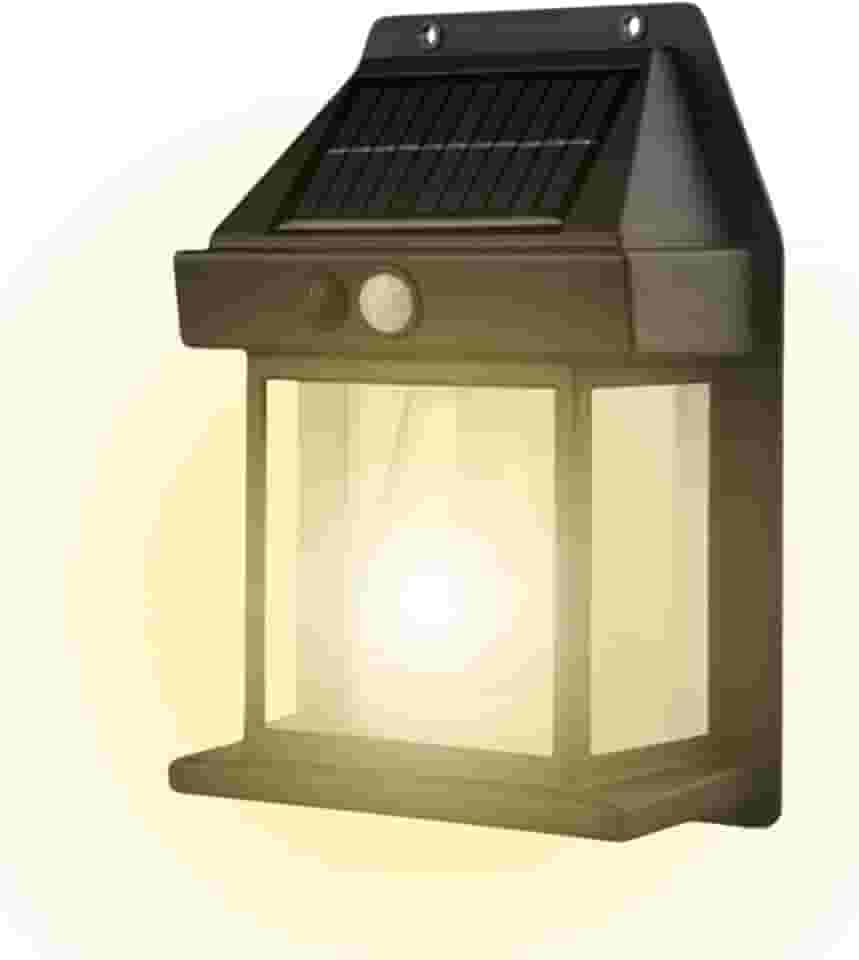 Luminária Solar Externa Potente Arandela Energia Solar, Lâmpada Vintage com Sensor e Acendimento Automático, Ideal para Decoração e Iluminação de Ambientes Externos, Impermeável