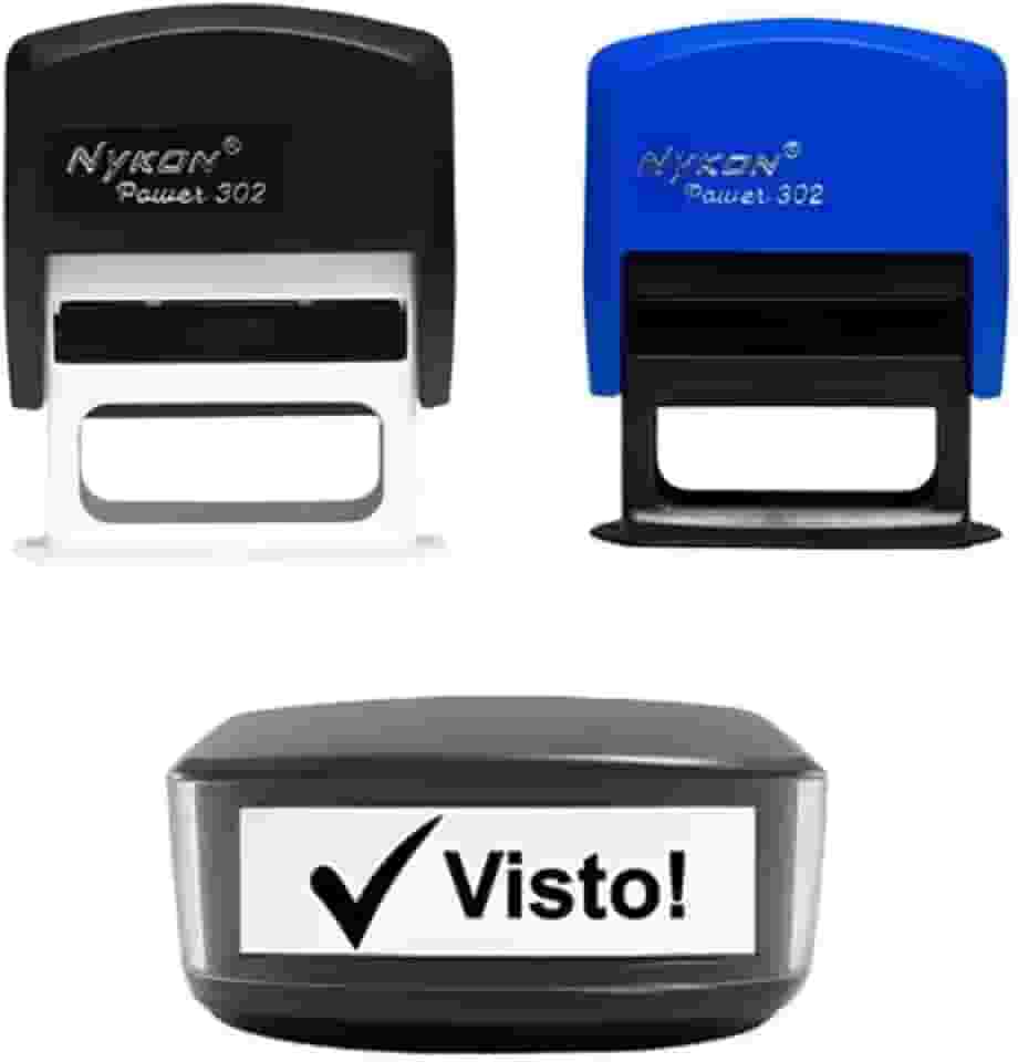 Carimbo Power Personalizado 38x14mm 4 Linhas Diversas (Preto, Lilás, Vermelho, Laranja, Rosa Neon, Rosa Pastel, Verde, Verde Pastel, Cinza, Branco, Amadeirado, Amarelo). Faça Carimbo Personalizado