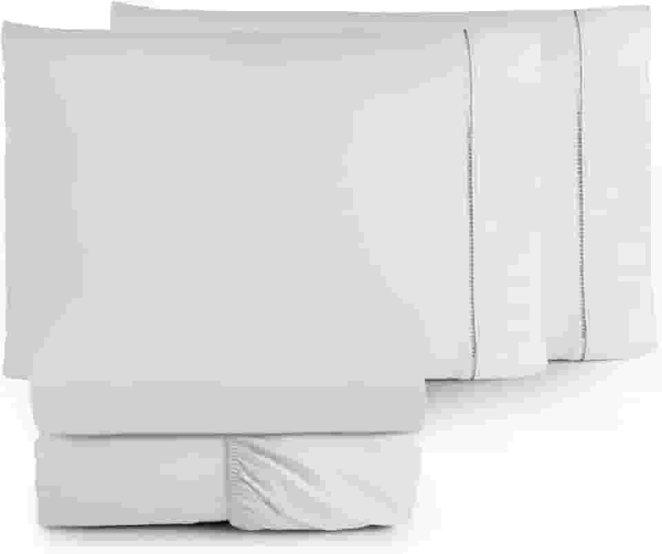 Jogo de Lençol 4 Peças Ponto Palito Percal 180 Fios Algodão Liso Vários Tamanhos (Branco, Casal Padrão)