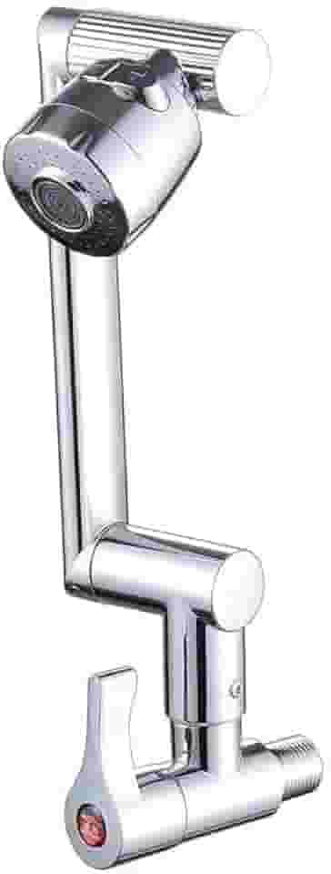 Torneira Gourmet de Parede 360° em Aço Inox – Torneira Giratória para Cozinha e Banheiro com Duplo Jato(Torneira de parede-prata)