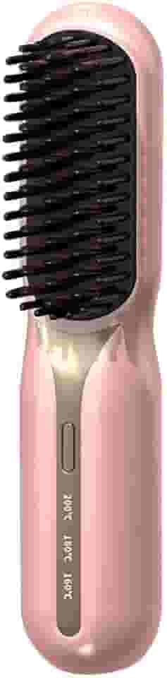 Mini Escova Alisadora De Cabelo Portátil Sem Fio USB (Rosa)