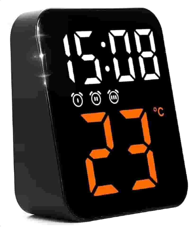 Relógio Digital LED para Mesa e Parede, Termômetro, Despertador, Alimentação USB/Pilha (Laranja)