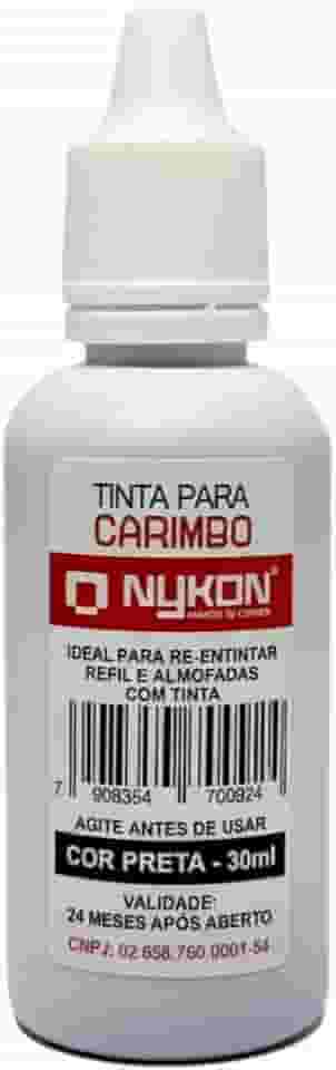 Tinta para Carimbo 30ml Nykon – Refil para Carimbos e Almofadas, Secagem Rápida, Alta Durabilidade, Ideal para Escritórios e Uso Profissional (Preto)