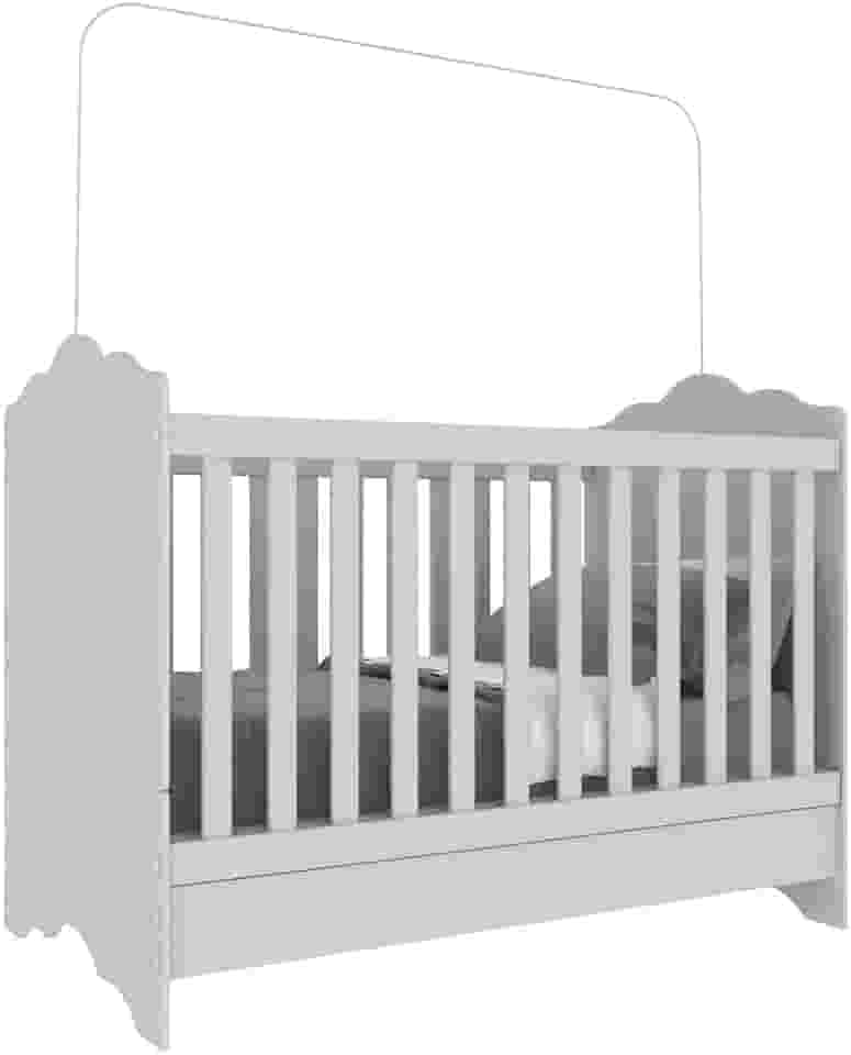 Berço Mini Cama 3 em 1 Grade Soft, Padrão Americano, Multimóveis, Branco Premium