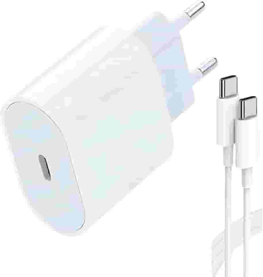 Carregador Tipo C Turbo Power 25W com Cabo USB-C de 1 Metro e Fonte Compatível com Novo Iphone 15 16 Pro Max Plus Carregamento Ultra Rápido