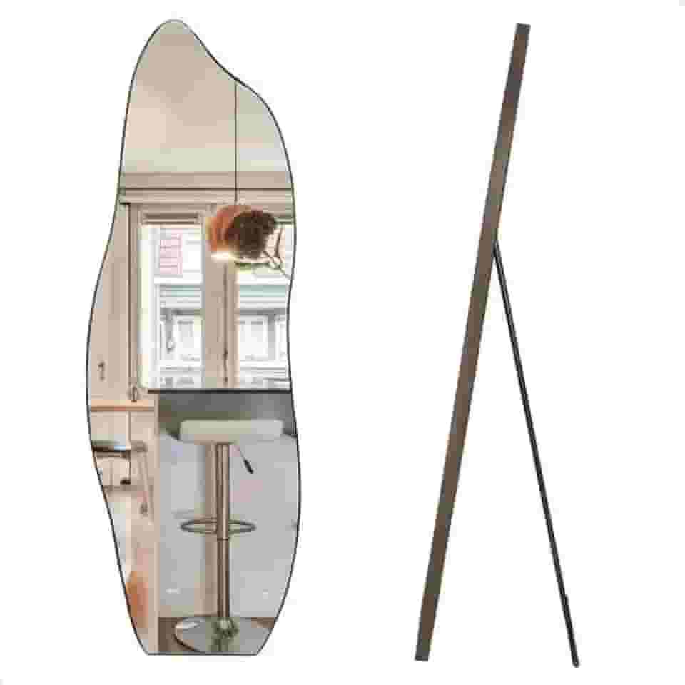 Espelho Decorativo Orgânico Flame 150x50 Com Suporte De Chão Para Sala Quarto Ou Closet (Café)