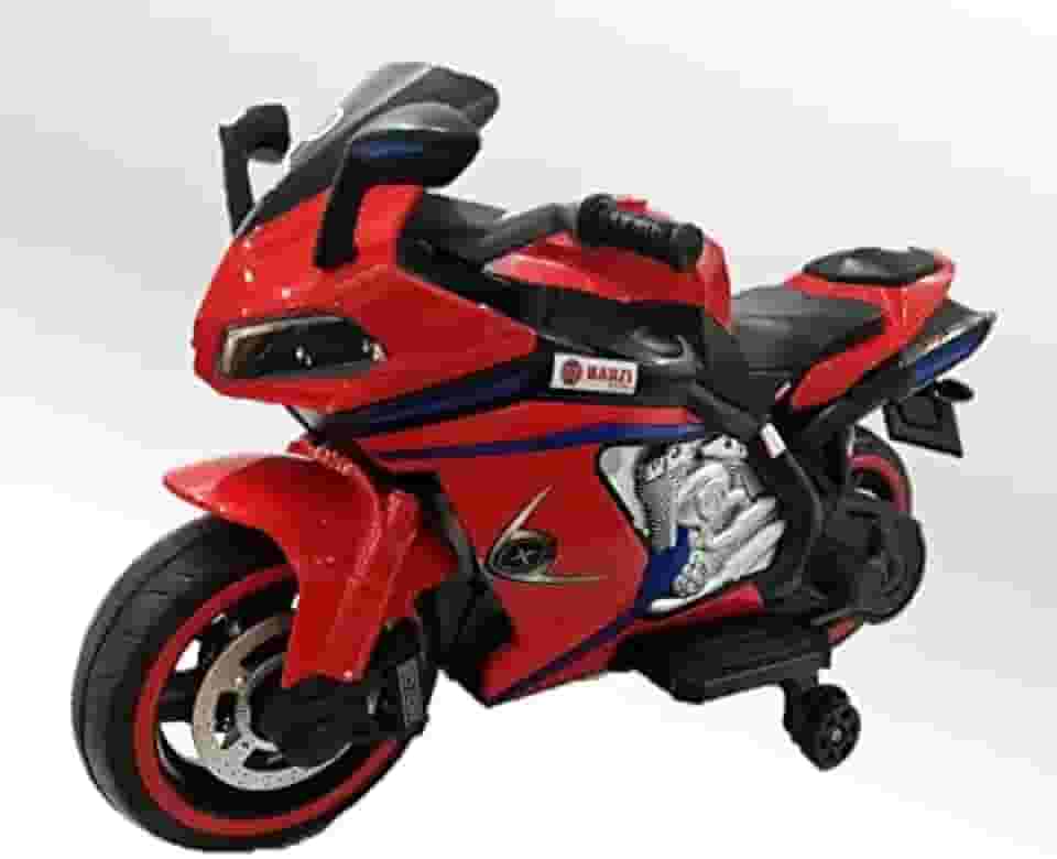 Moto Elétrica Infantil BZ R1 12V Vermelha com Rodinhas de Apoio, Música e Luzes BARZI MOTORS