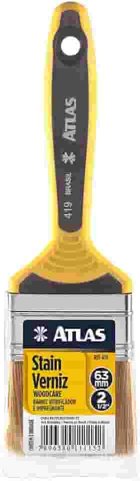 Atlas - Trincha Dupla de 2 1/2" de Cerdas Suaves Brancas para Pintura de Veniz e Stains