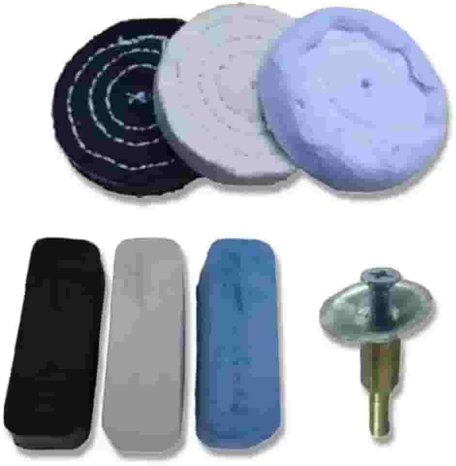 Kit Polimento Lustro 7pç Aluminio Inox Latao Massa Roda 3pol