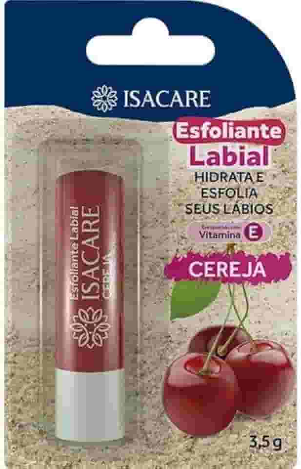 Esfoliante Labial Cereja, Vermelho, Isacare, 3.5 g