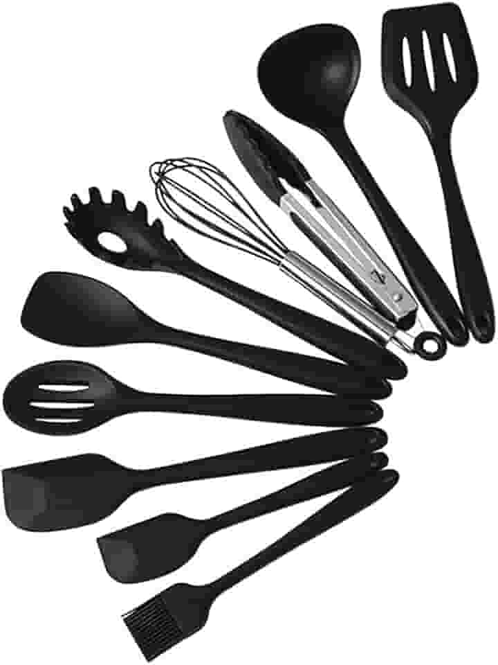 Conjunto Kit De Utensílios De Cozinha 10 Peças Silicone Inox