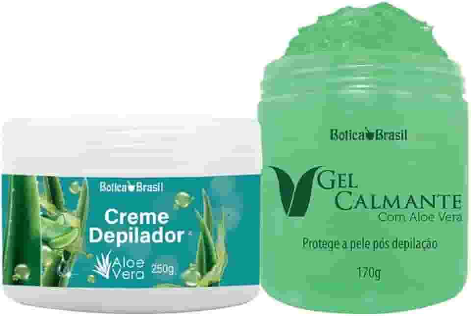 Kit Creme Depilador Corpo Aloe Vera 250gr + Gel Calmante Pós Depilação 170gr Sem Dor