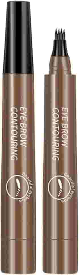 Caneta sobrancelha 4 pontas, à prova d'água - para sobrancelhas selvagens, secage rápida, sem manchas Cor Marrom Escuro