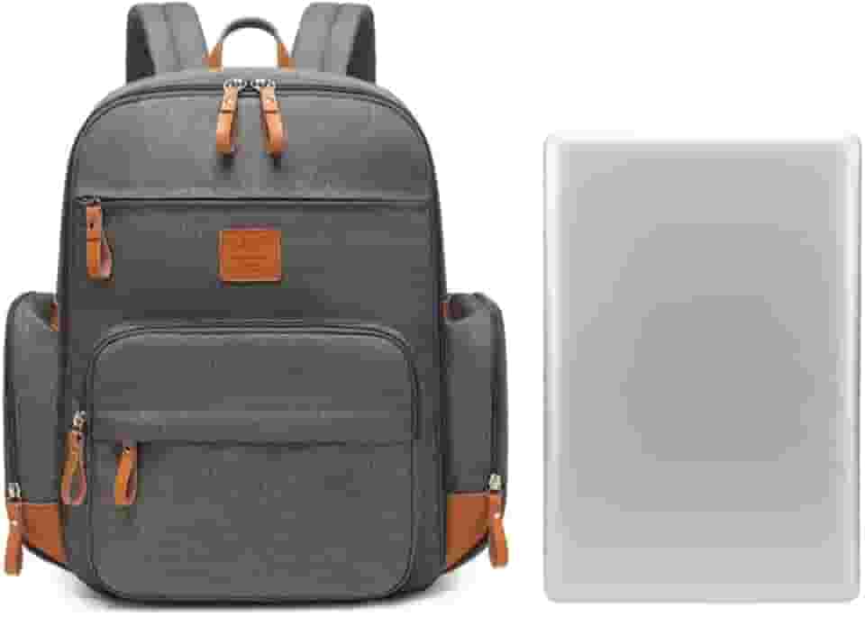 Bolsa mochila Maternity Land modelo GLOW Cinza com trocador