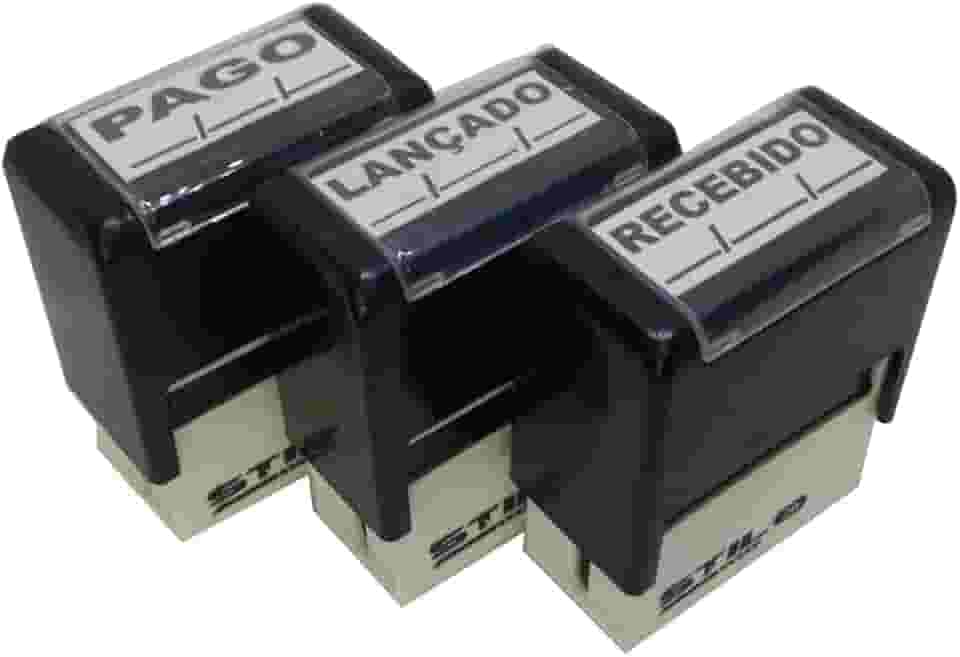 Kit 03 Carimbos Profissional - Pago - Lançado - Recebido