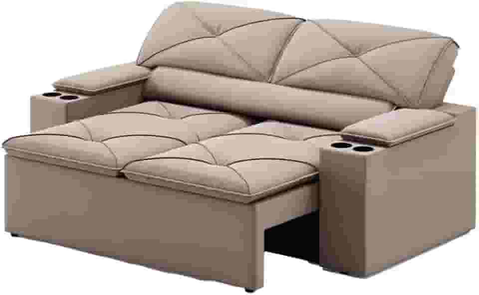 Sofá 2 Lugares Retrátil e Reclinável Pop 1,54m Bege