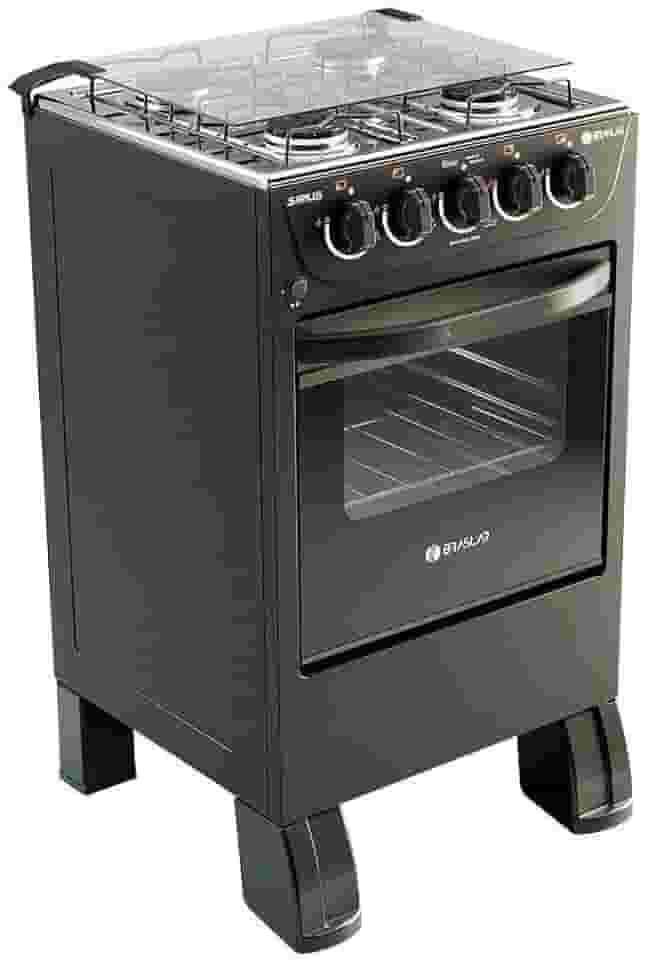 Fog�o New Sirius Plus 4 Bocas em A�o com Forno Easy Clean Braslar