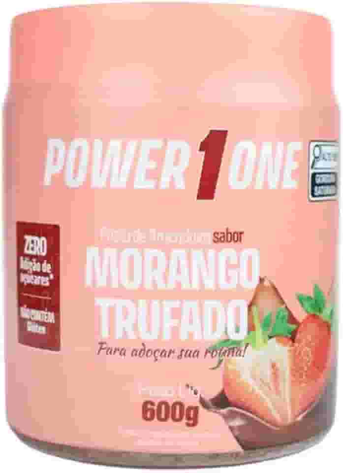 Pasta de Amendoim Morango Trufado, Zero Açúcar, Sem Glúten, 600g Power1One