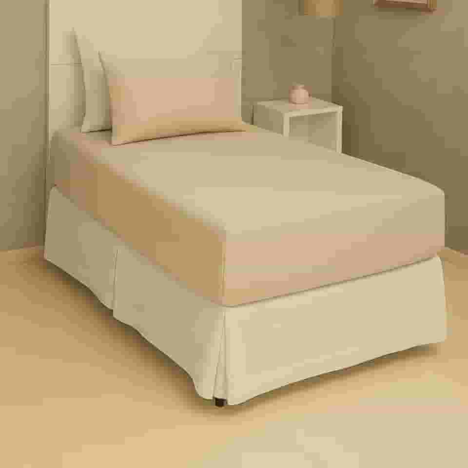 Jogo de Lençol Solteiro 2 Peças Liso Malha 100% Algodão (Bege)