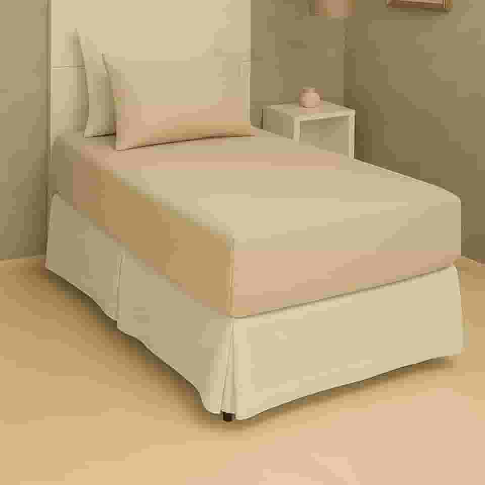 Jogo de Lençol Solteiro 2 Peças Liso Malha 100% Algodão (Bege)
