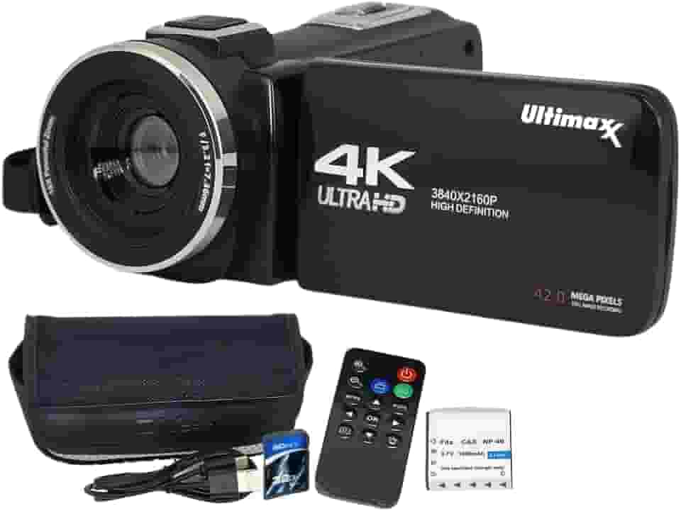 Ultimaxx Câmera Filmadora 4K Gravador de Vídeo 42Mp Suporte para Câmera Vlogging Youtube Tiktok Filmadora Digital com Tela Lcd de 3 ", Zoom Digital 18X para Adultos Crianças Adolescentes Iniciantes