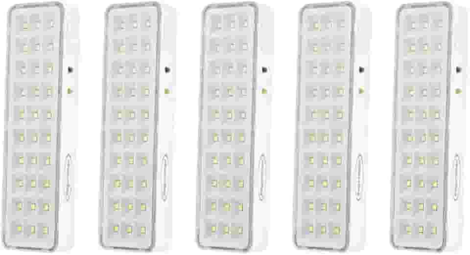 Kit 5 Lâmpada Luminária De Emergência 30 Leds Super Slim Bivolt