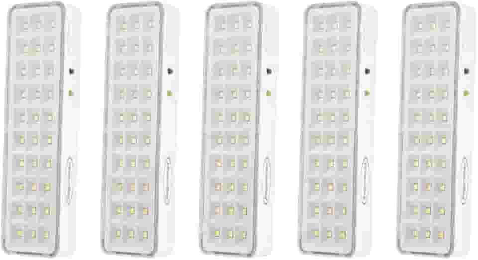 Kit 5 Lâmpada Luminária De Emergência 30 Leds Super Slim Bivolt