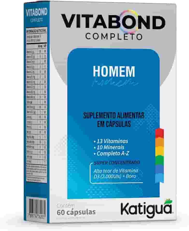 Katiguá, Polivitamínico Vitabond Homem, Completo, Com 13 Vitaminas, 10 Minerais, e Vitamina de A a Z, Super Concentrado, 60 Cápsulas rígidas • 60 doses