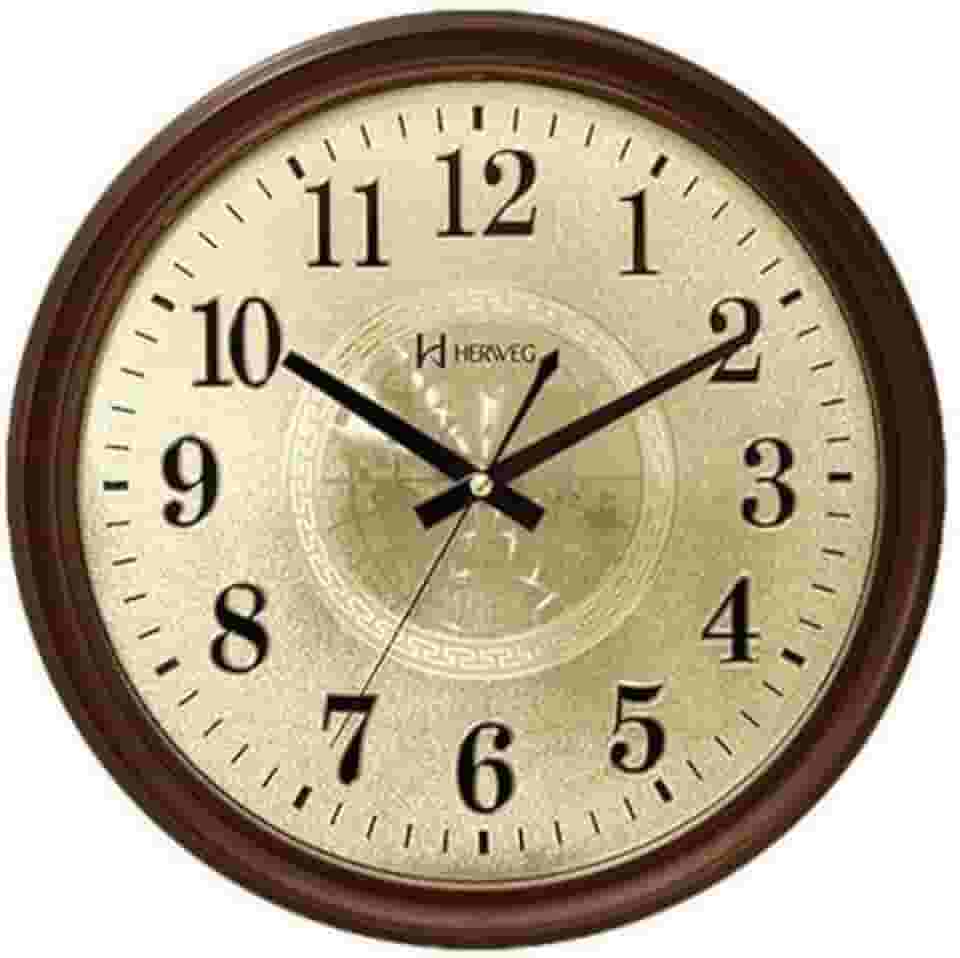 Relógio Parede Marrom Retrô 35 Cm Silencioso Herweg