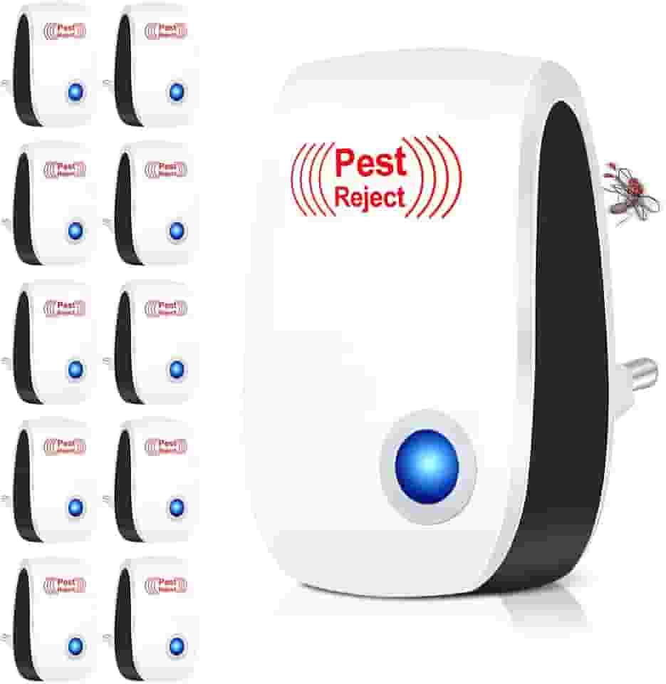 Espanta Mosca, Kit 10 Unidades de Repelente Ultrassonico, Repelente Ultrassonico, Repelente Eletrônico Espanta, Eletrônico Espanta Ratos, Morcegos, Mosquitos, Aranhas, Alcance 120m², 110-220V