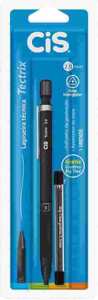 Lapiseira Técnica Tectrix 2.0mm, CIS, Preta, Blister c/1 unidade