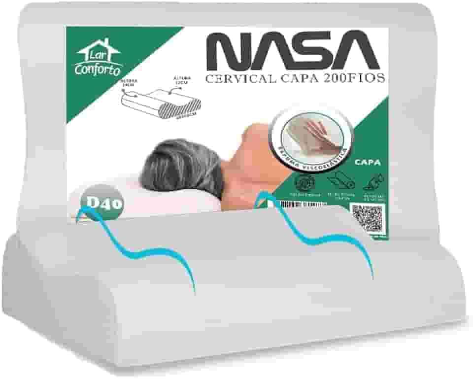 Travesseiro Nasa Cervical Ortopédico 14/12cm Altura Espuma Toque Nasa Macio - Lar Conforto