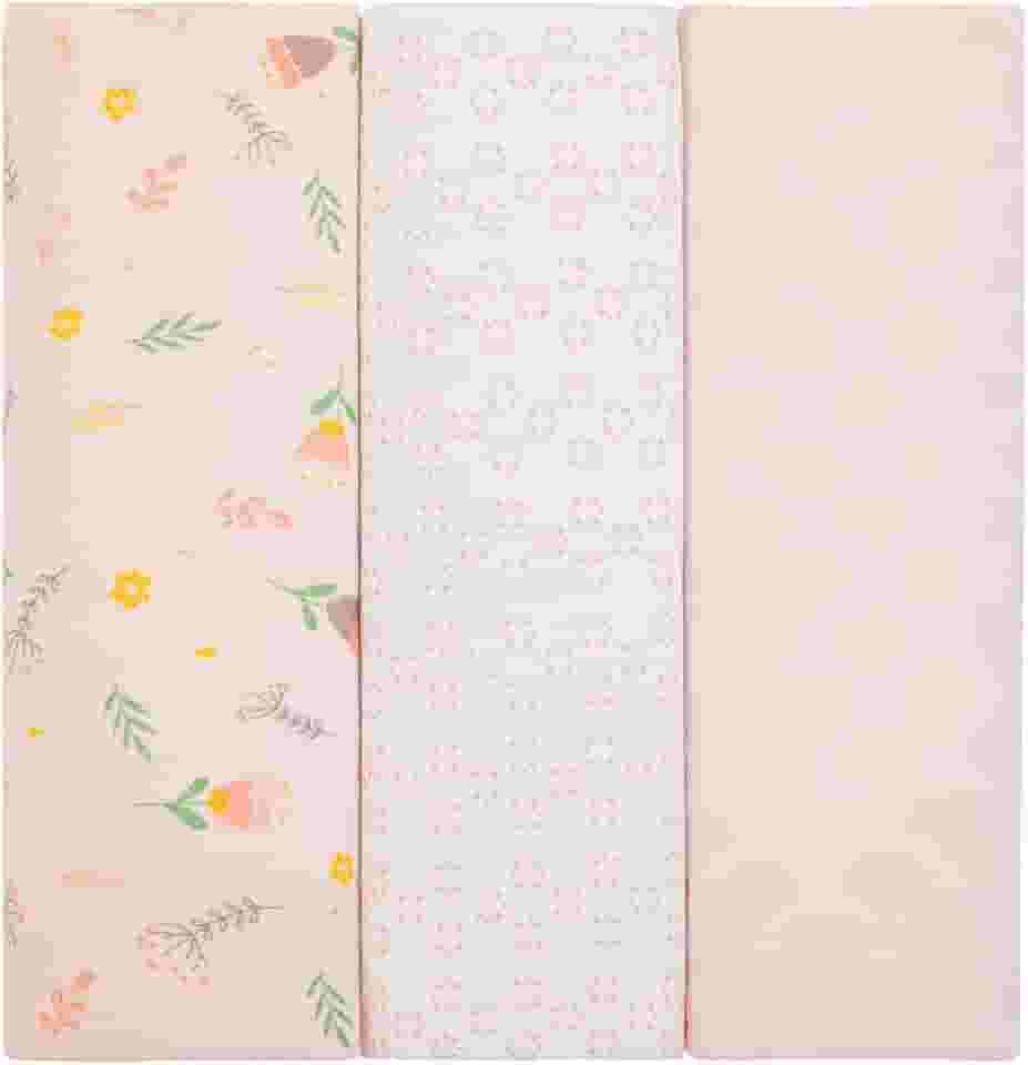 Kit 3 Cueiros Flanelados Dupla Face 100% Algodão – Estampados, Macios, Confortáveis p/Bebê, 80x50cm (Tulipa)