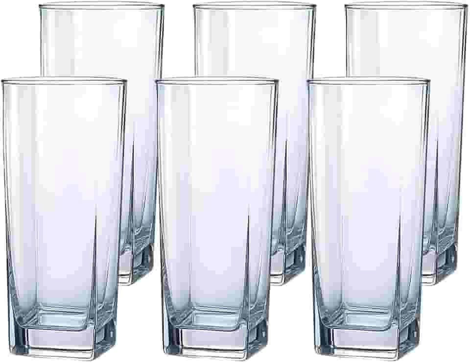 Jogo de 6 Copos de Vidro Texas 315 ml Design Quadrado Elegante e Resistente Ideal para Suco Água Refrigerante Drinks e Café Transparente para Cozinha Bar e Restaurante